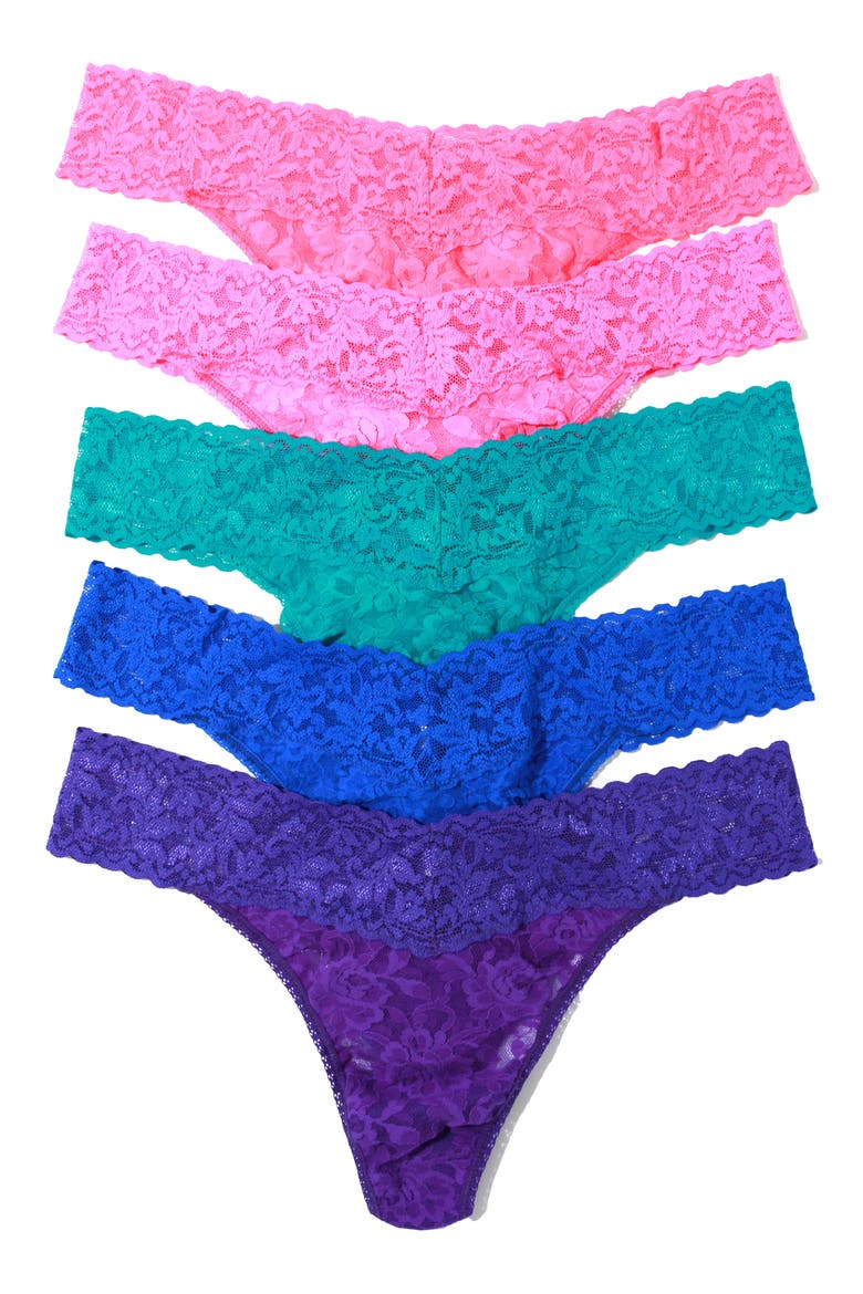Holiday Assorted 5-Pack Original Rise Thongs, Alternate, color, BLUE MULTI