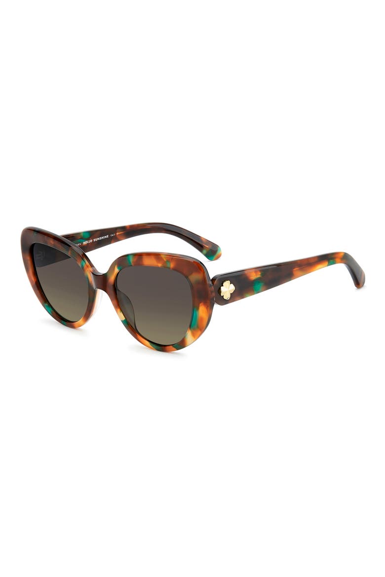rana 53mm polarized gradient rectangular sunglasses, Alternate, color, GREEN TURQUOISE HAVANA/ GREEN