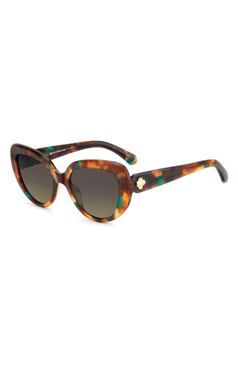 Kate Spade New York rana 53mm polarized gradient rectangular sunglasses, Alternate, color, Green Turquoise Havana/ Green