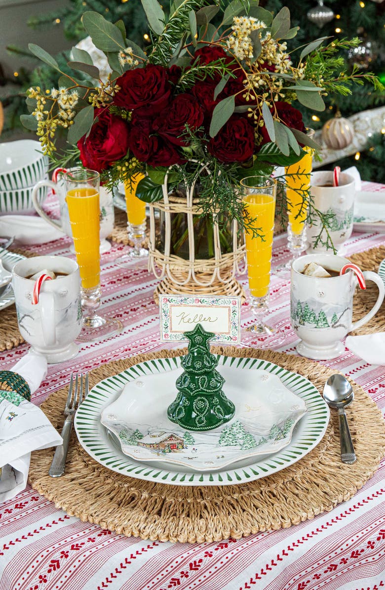 Juliska Berry & Thread Set of 4 Tree Place Card Holders, Alternate, color, Basil