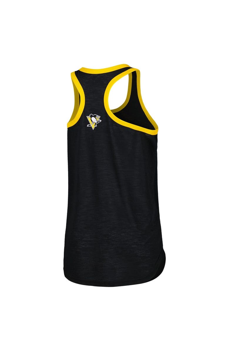 G-III 4HER BY CARL BANKS Women's G-III 4Her by Carl Banks Black Pittsburgh Penguins First Base Racerback Scoop Neck Tank Top, Alternate, color, Black