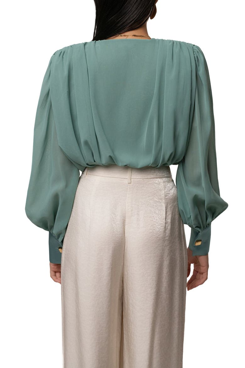Refined Pleated Chiffon Top, Alternate, color, Teal