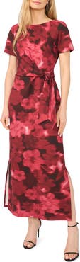 Halogen® Short Sleeve Tie Waist Maxi Dress