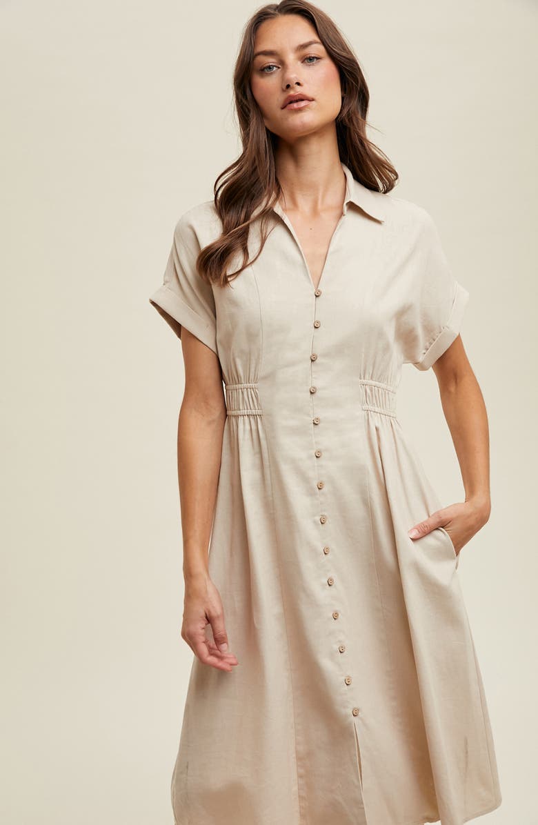 WISHLIST Short Sleeve Midi Shirtdress, Alternate, color,