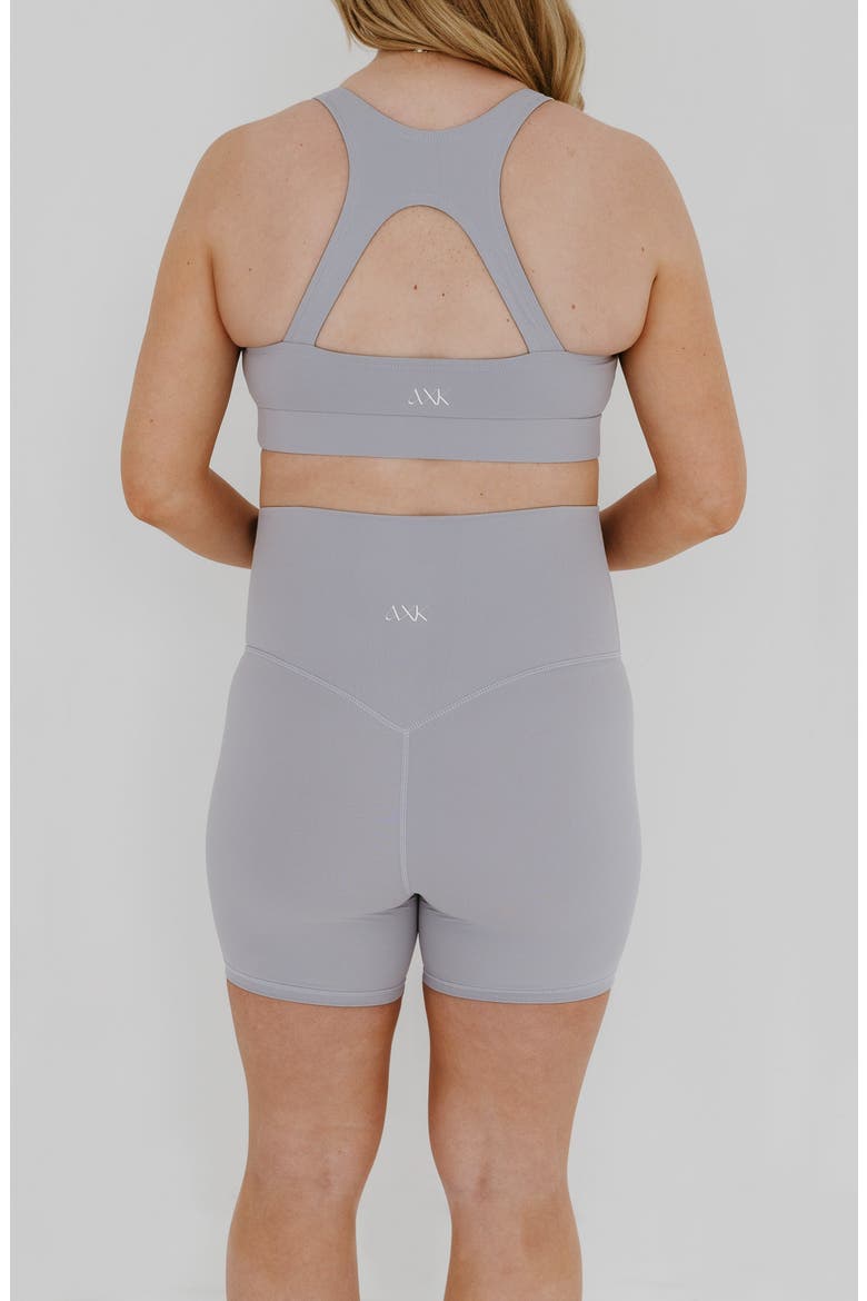 Women's Athletic Maternity Bike Shorts with Supportive Belly Band, Alternate, color, Light Grey