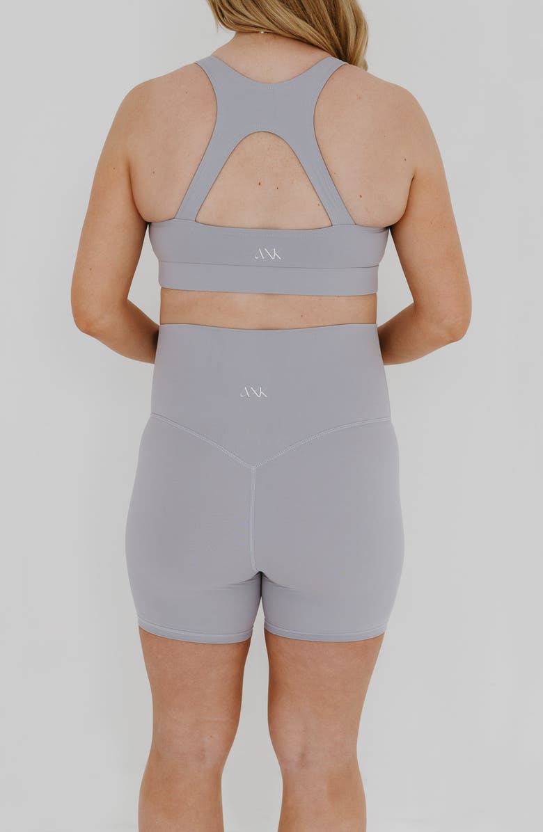 AXK Women's Athletic Maternity Bike Shorts with Supportive Belly Band, Alternate, color, Light Grey