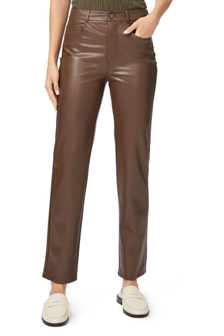 Stella Coated High Waist Straight Leg Jeans, Main, color, CHESTNUT