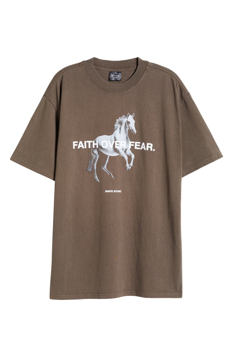 SANTO STUDIO Faith Over Fear Cotton Graphic T-Shirt, Alternate, color, Holy Brown