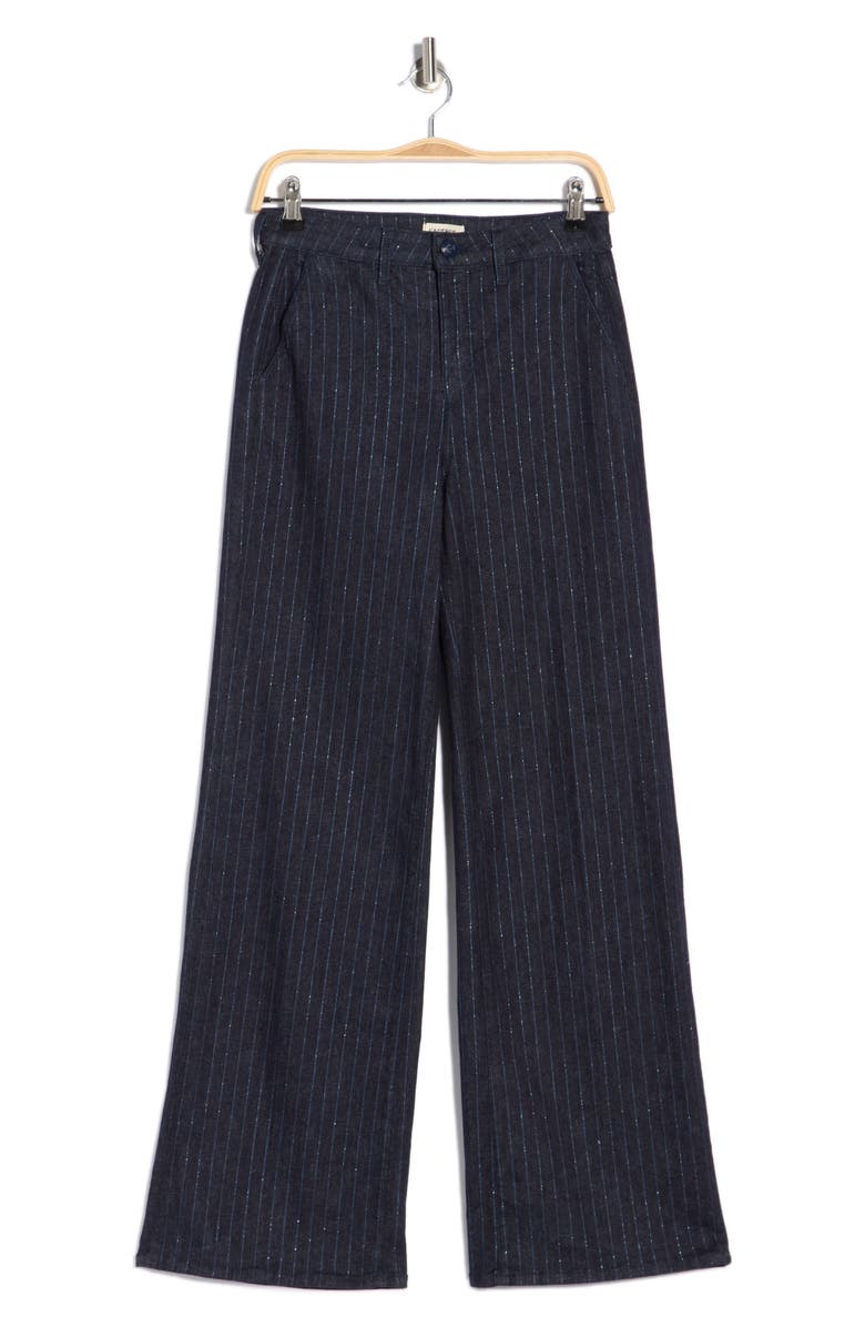 L'AGENCE Angeline High Waist Wide Leg Pants, Alternate, color, Indigo/ Blue Glitter