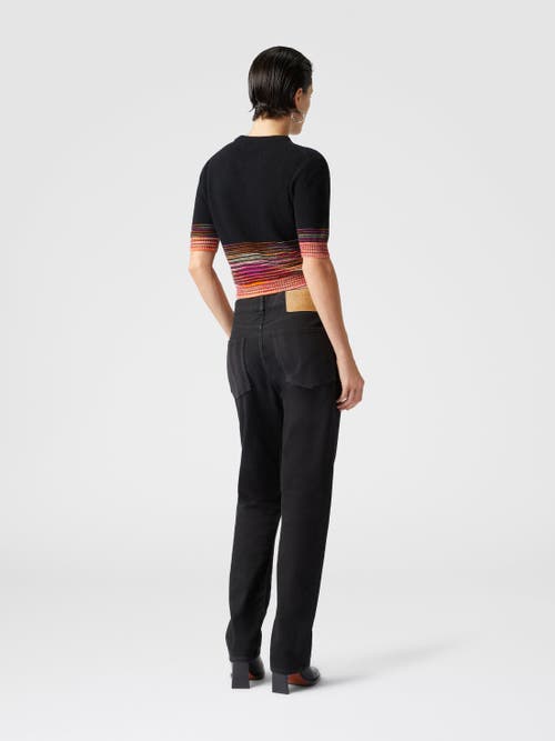 Missoni Short-sleeved Flared Cashmere Crewneck Crop Top In Multicoloured