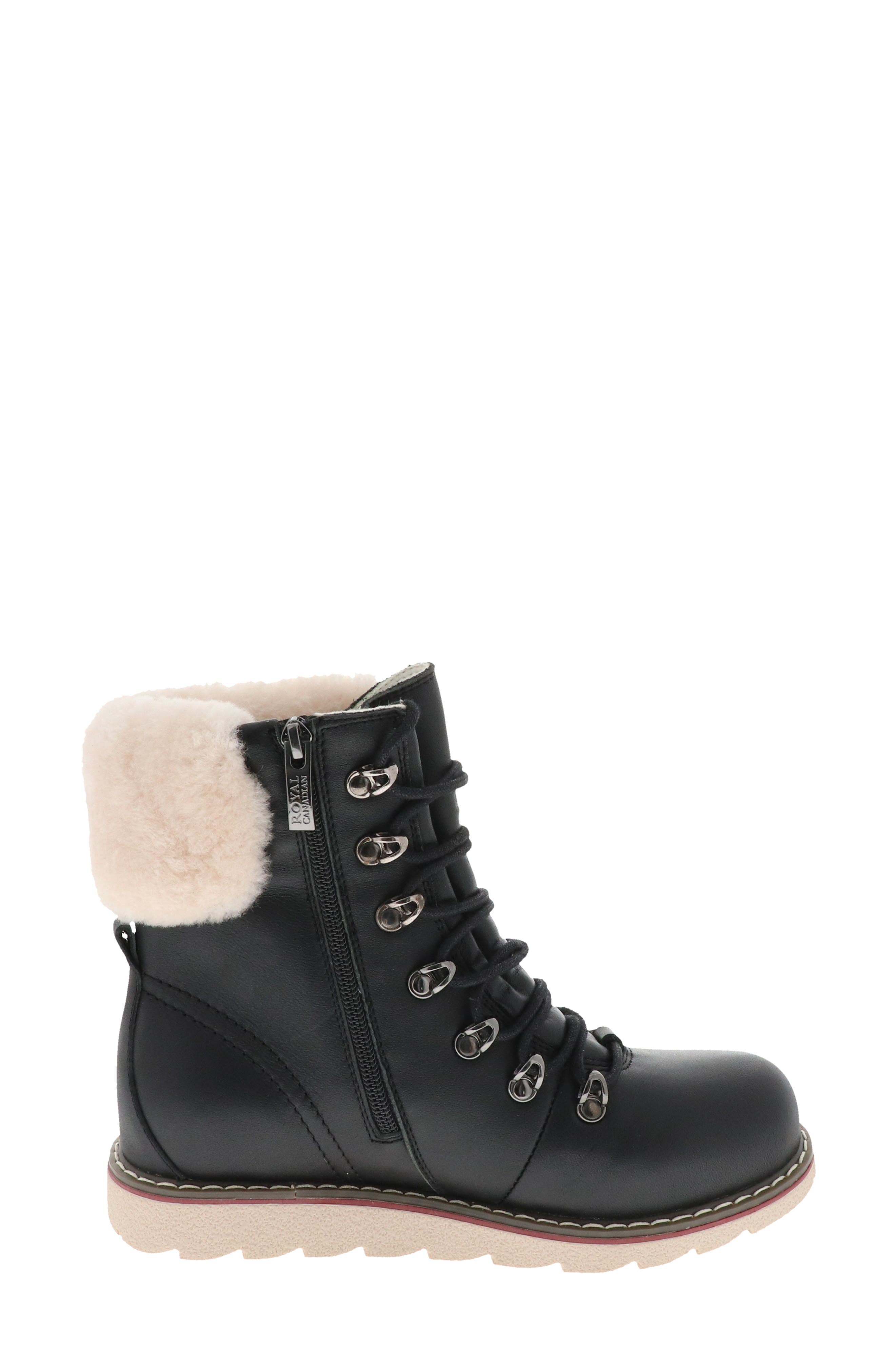 Cambridge Waterproof Snow Boot with Genuine Shearling Cuff, Alternate, color, BLACK LEATHER