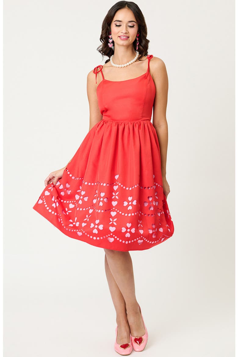 1950s Bobbie Swing Dress, Alternate, color, Red W/Pink Hearts