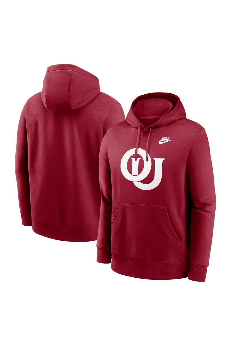 Men's Nike Crimson Oklahoma Sooners Legacy Logo Club Fleece Pullover Hoodie, Main, color, Crimson