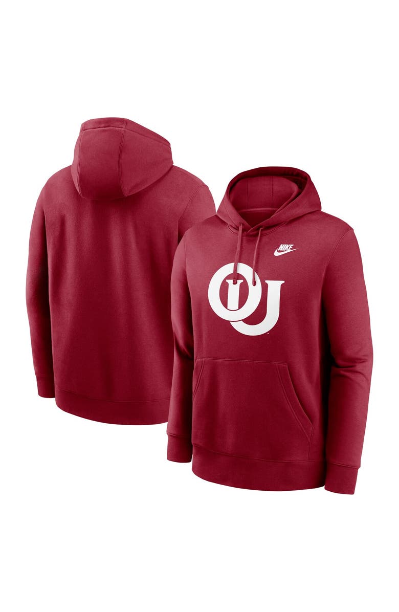 Nike Men's Nike Crimson Oklahoma Sooners Legacy Logo Club Fleece Pullover Hoodie, Main, color, Crimson