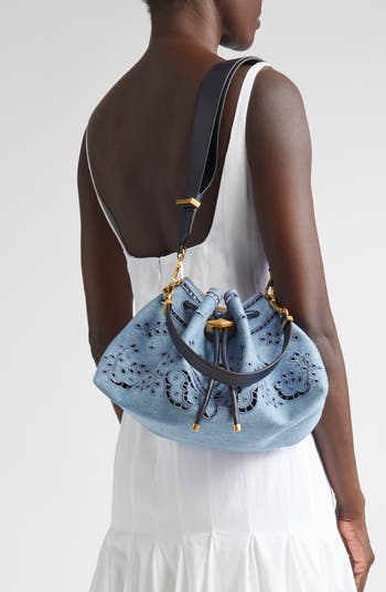 Bon Bon Eyelet Denim East/West Bucket Bag