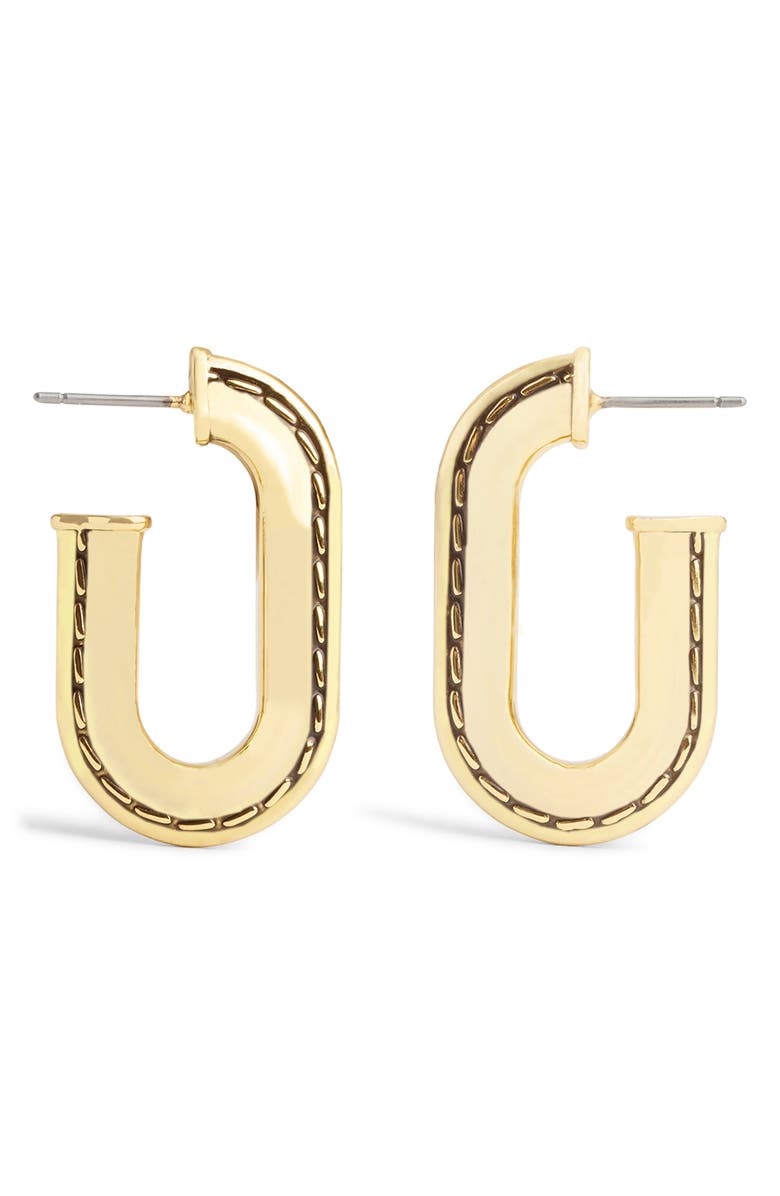 COACH Stitched Oval Hoop Earrings, Alternate, color,
