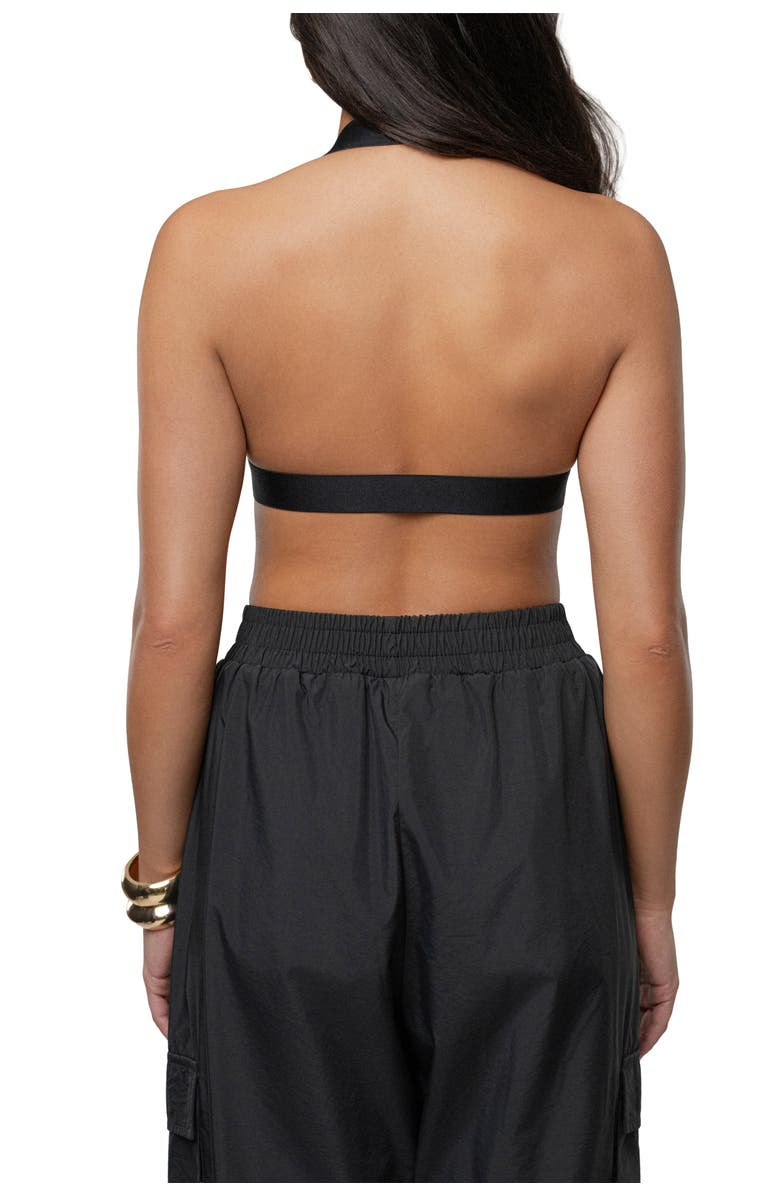 JLUXLABEL Belted Motion Halter Top, Alternate, color, Black