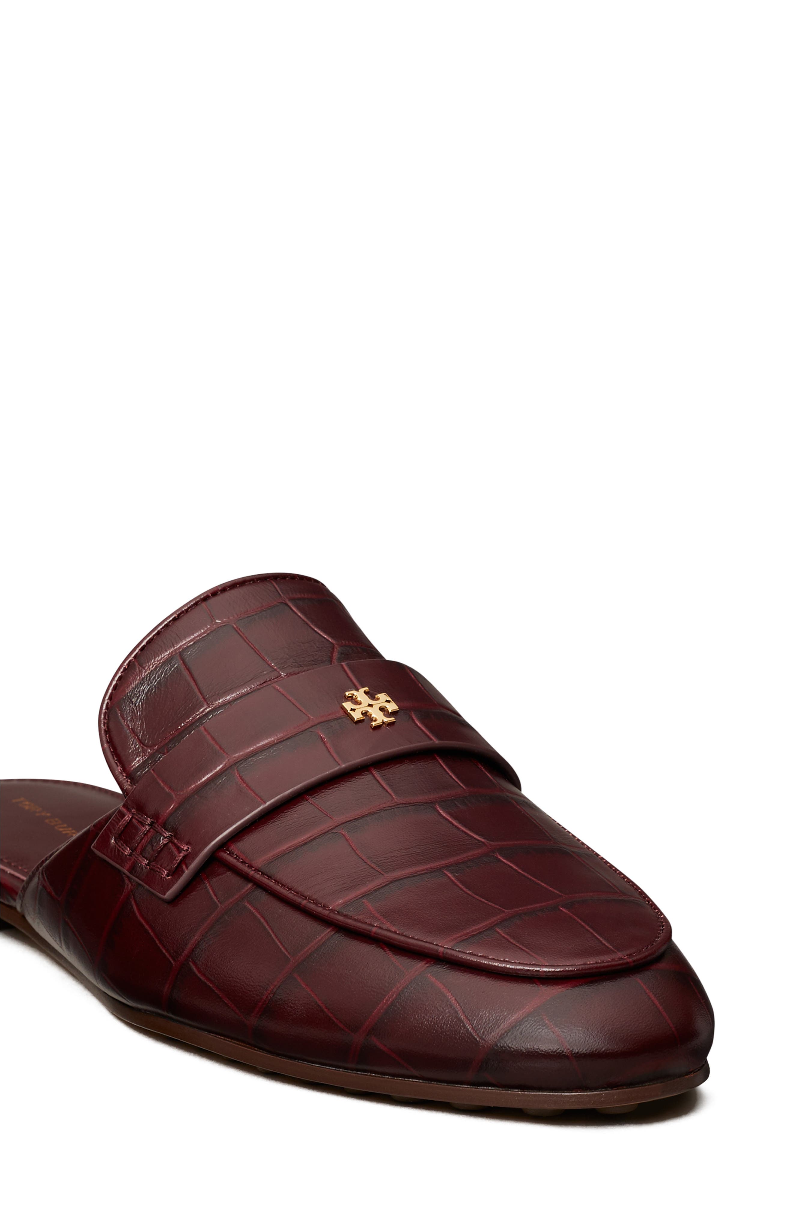 Croc Embossed Mule, Alternate, color, DEEP BURGUNDY