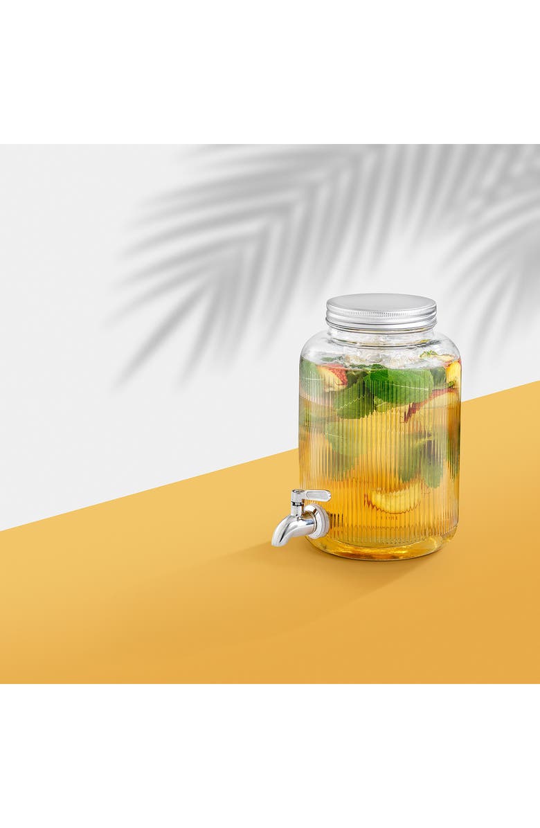 JoyJolt Glass Fluted Drink Dispenser, Alternate, color, Clear