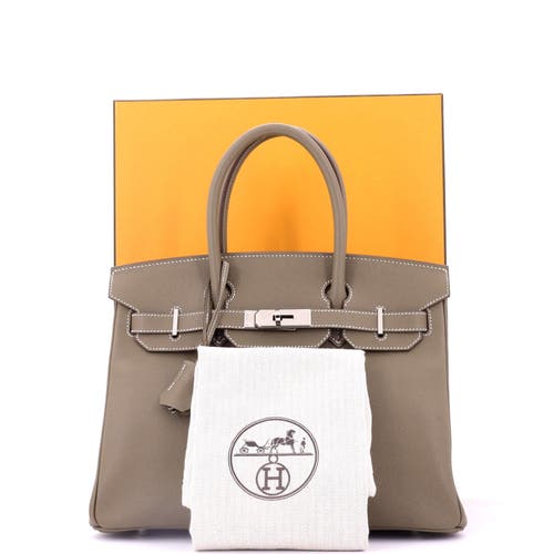 Pre-owned Hermes Hermes Birkin Handbag Grey Epsom With Palladium Hardware 30 In Brown