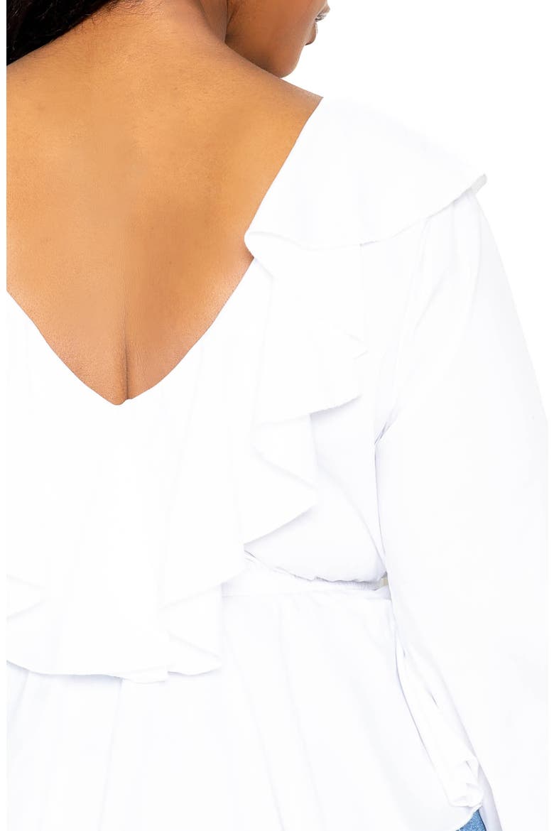 Ruffle Long Sleeve Peplum Blouse, Alternate, color, WHITE