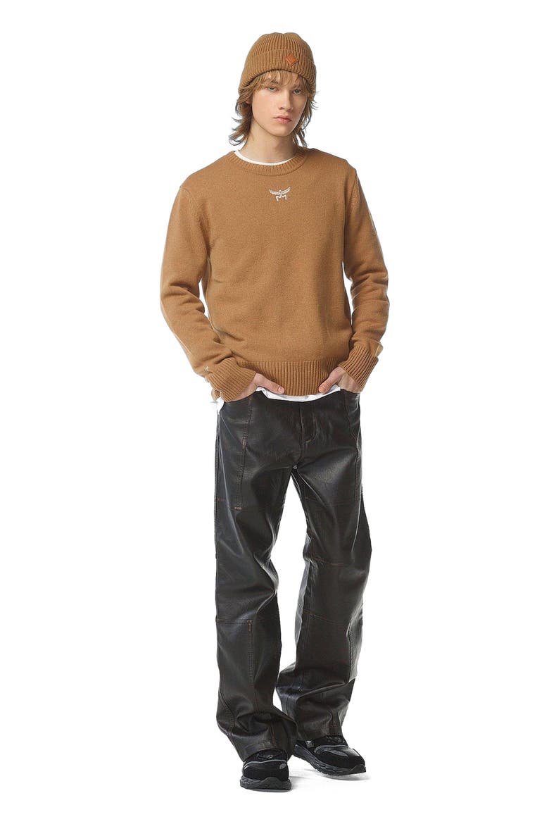Laurel Sweater in Wool and Recycled Cashmere, Alternate, color, cognac