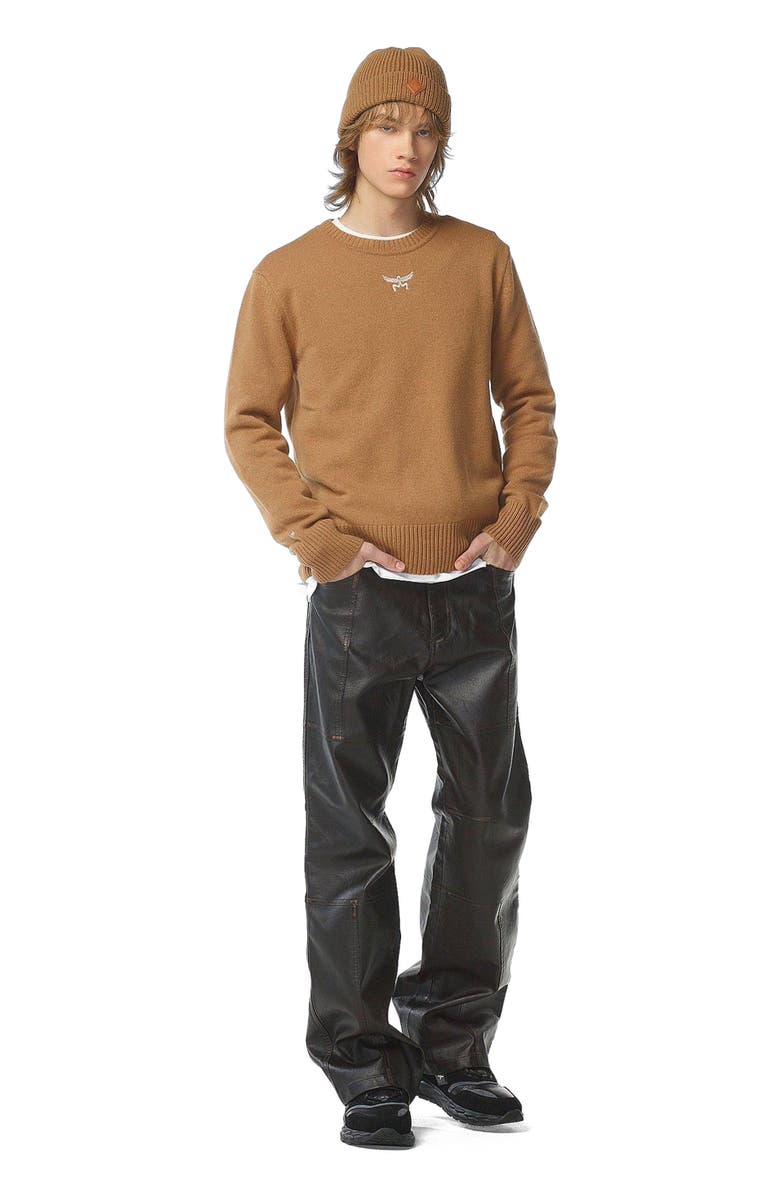 MCM Laurel Sweater in Wool and Recycled Cashmere, Alternate, color, Cognac