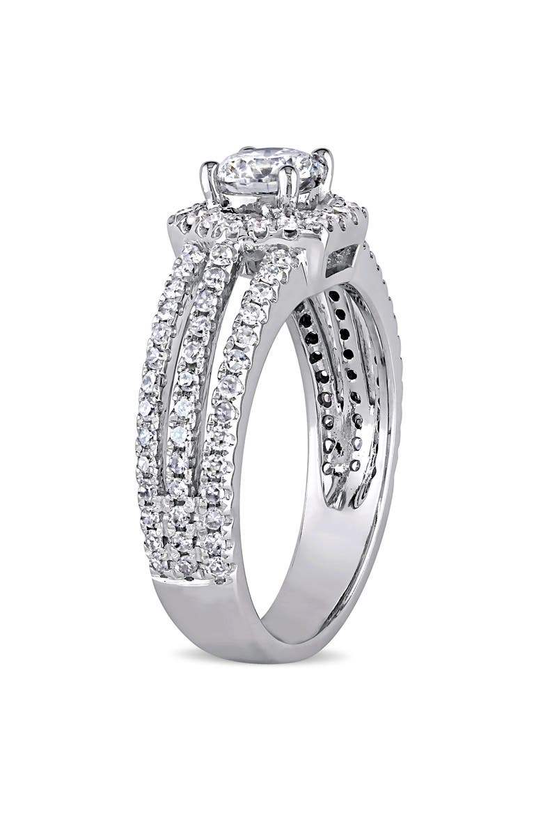 Diamond Halo Split-Shank Engagement Ring 14k, Alternate, color, 14k White Gold