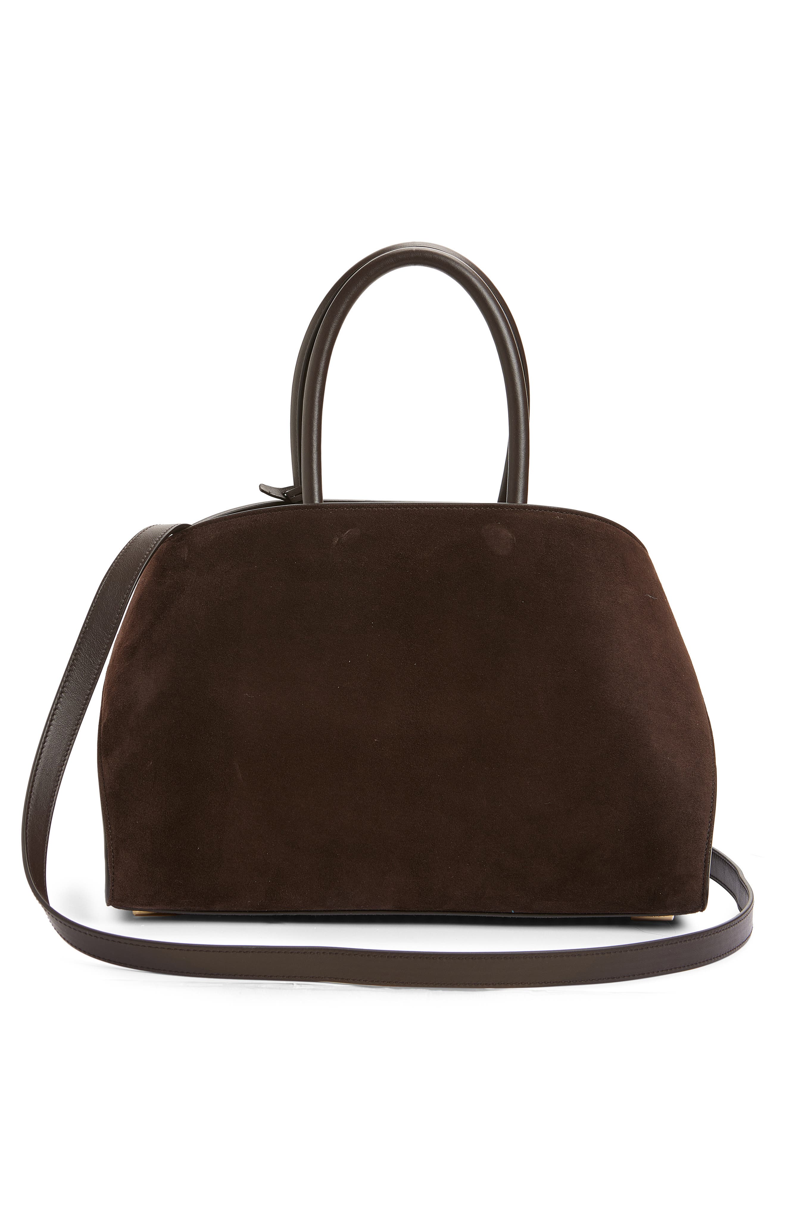 FERRAGAMO Small Hug Leather Top Handle Bag, Alternate, color, Testa Di Moro