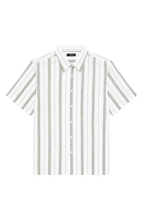Theory Noll Summer Dobby Short Sleeve Button-up Shirt In White