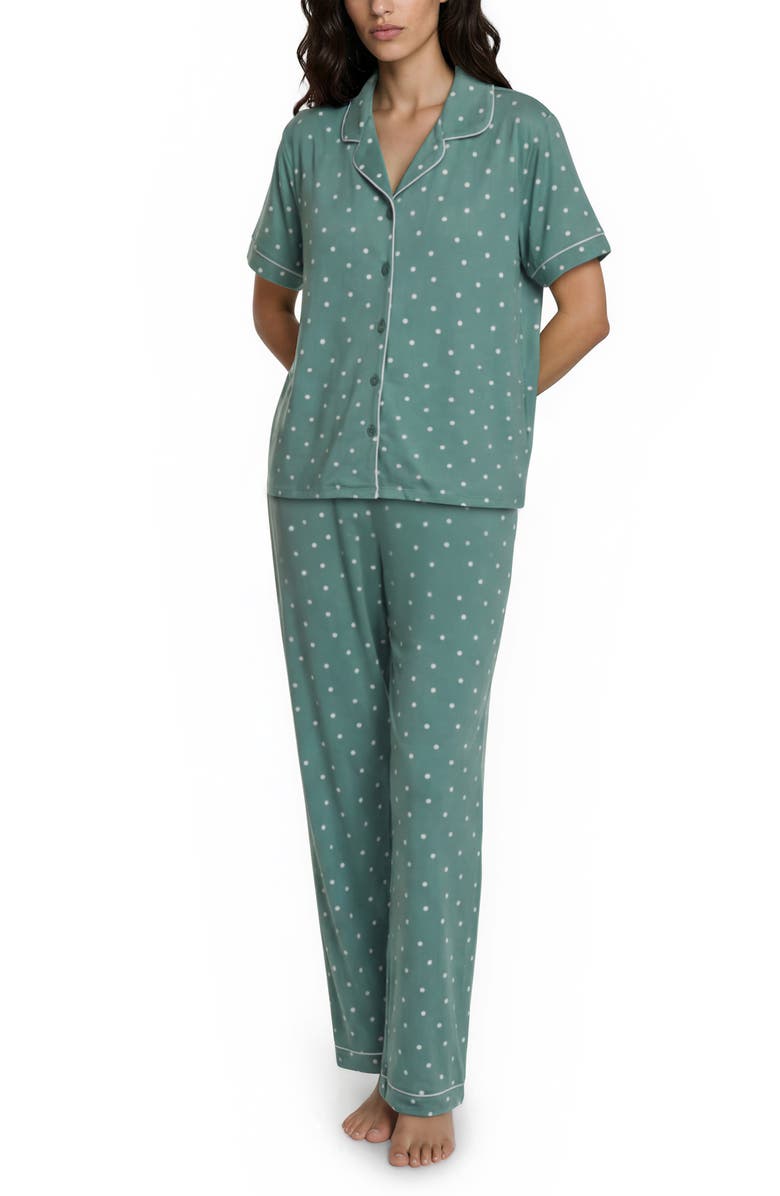 Flora By Flora Nikrooz Brenna Piped Pajamas, Alternate, color, Mid Green