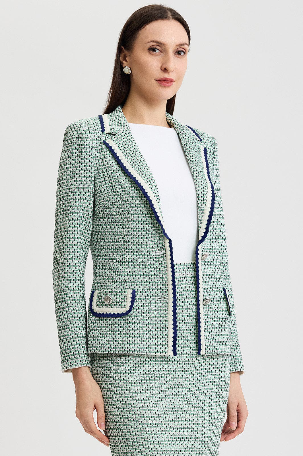 Женские Ming Wang Tailored Jacquard Basketweave Knit Jacket — фото 5