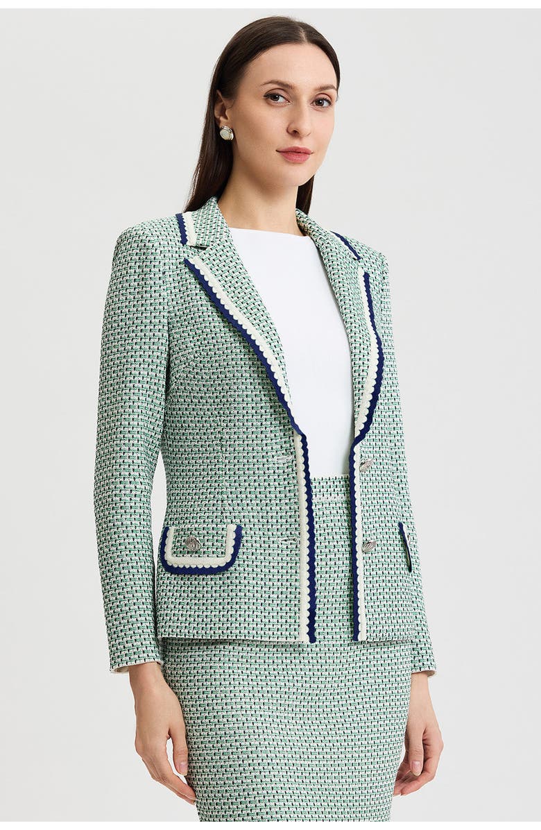 Ming Wang Tailored Jacquard Basketweave Knit Jacket, Alternate, color, 