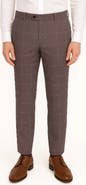 Berle Lightweight Windowpane Check Flat Front Mesh Weave Wool Dress Pants