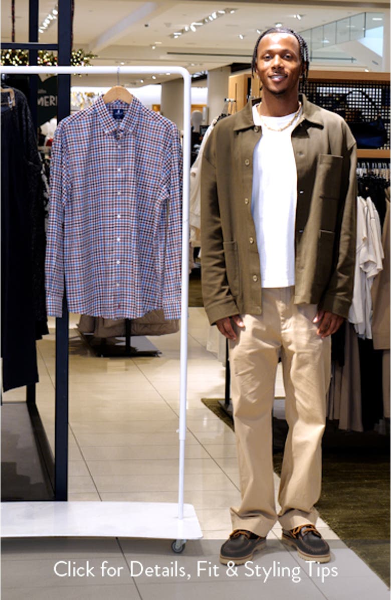 Hartwick Plaid Nylon Blend Button-Down Shirt, sales video thumbnail