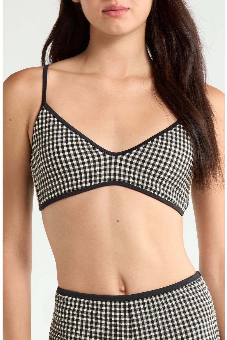Scoop Neck Swim Top, Main, color, BLACK/ CREAM