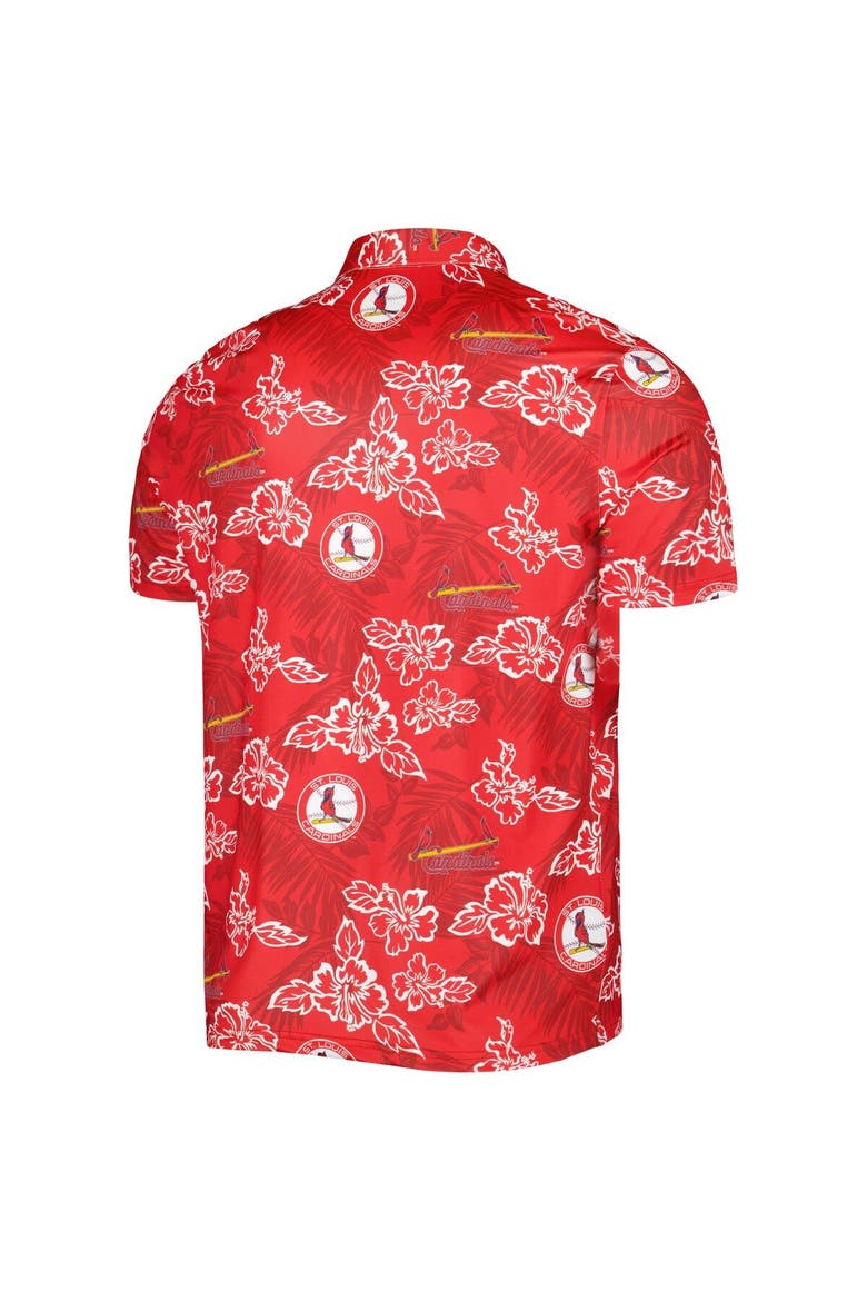 Men's Reyn Spooner Red St. Louis Cardinals Cooperstown Collection Puamana Print Polo, Alternate, color, Red