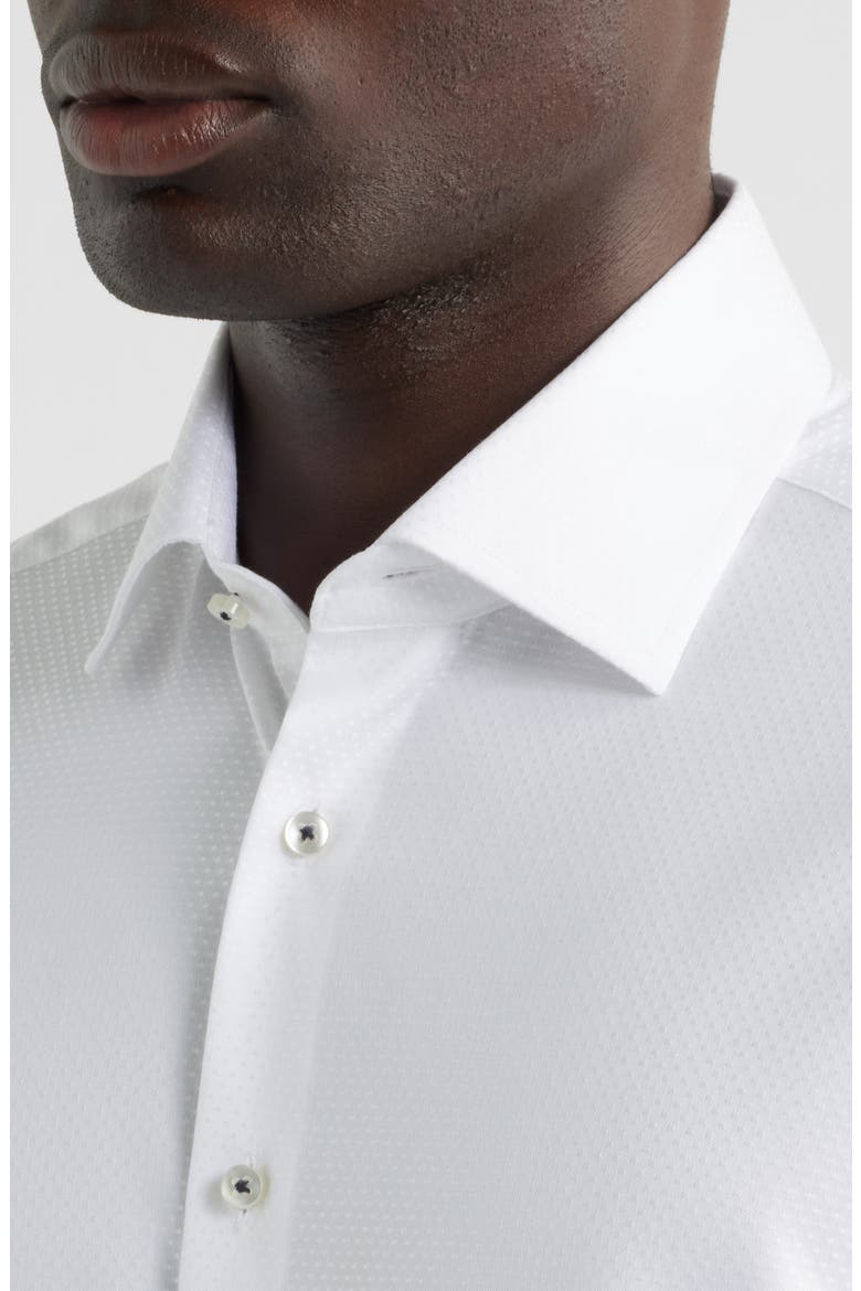Modern Fit Dot Pattern Non-Iron Cotton Dobby Dress Shirt, Alternate, color, WHITE