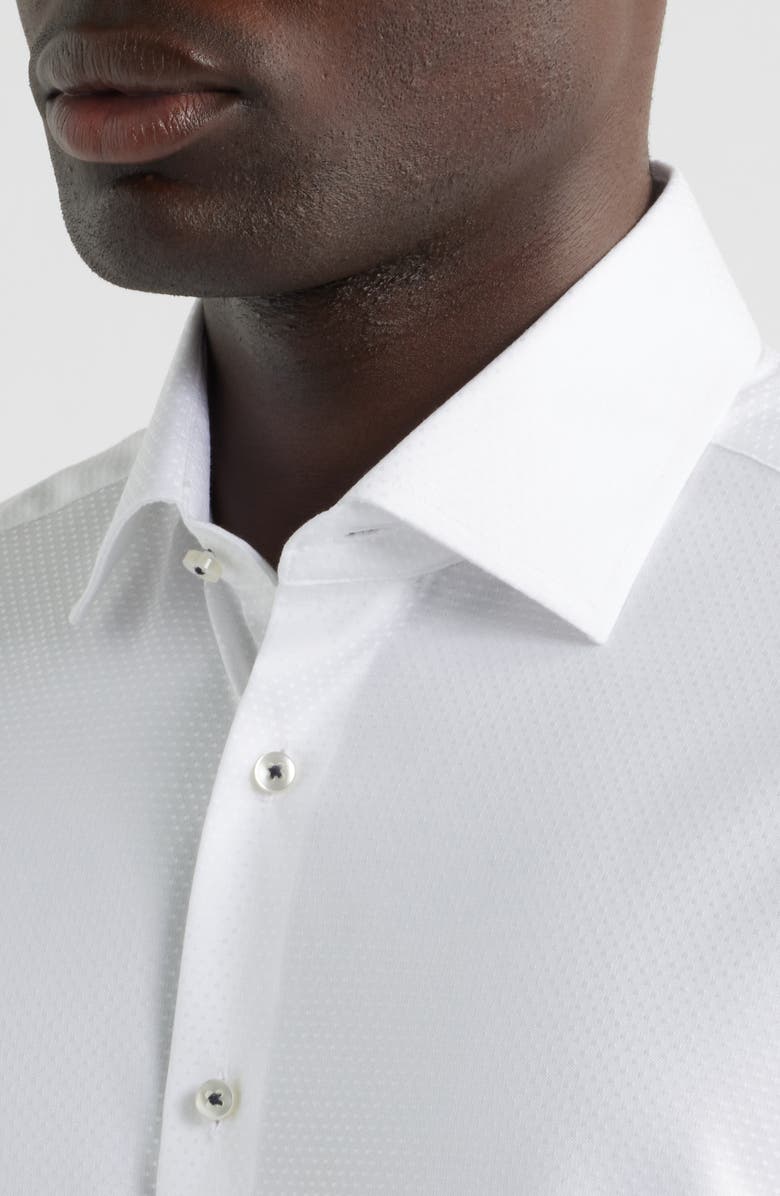 1863 by Eterna Modern Fit Dot Pattern Non-Iron Cotton Dobby Dress Shirt, Alternate, color, White