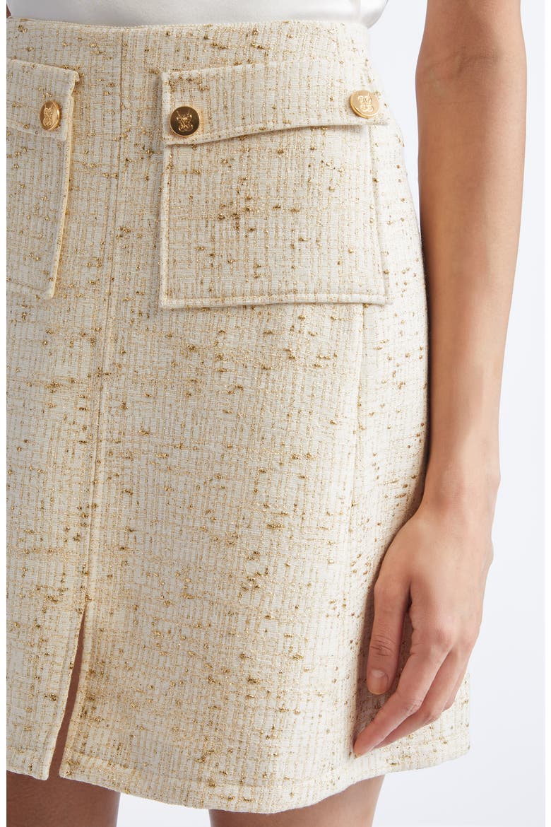 Flap Pocket Tweed Skirt, Alternate, color, IVORY/ YELLOW