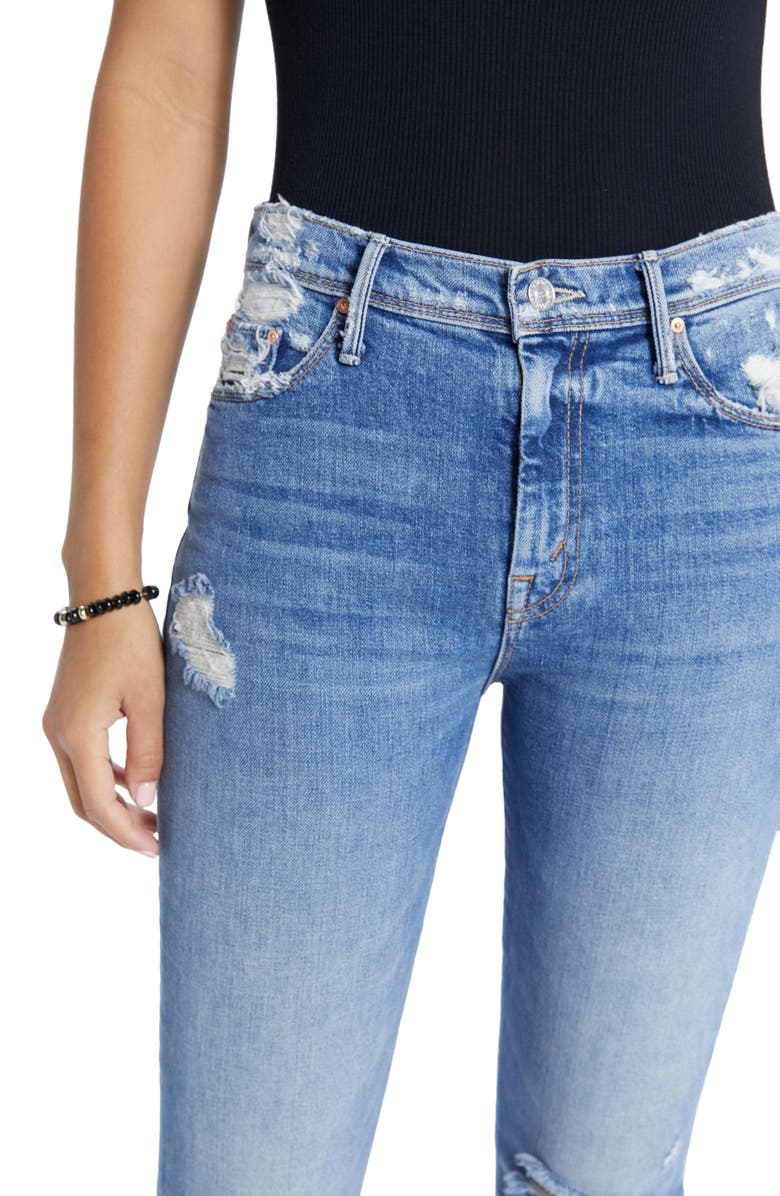 MOTHER The Super Cruiser Ripped High Waist Flare Jeans, Alternate, color,