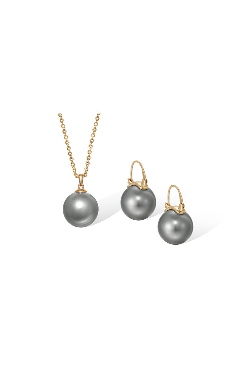 RC RETRO CHIC Retro Pearl Necklace & Earrings Set, Main, color, Grey