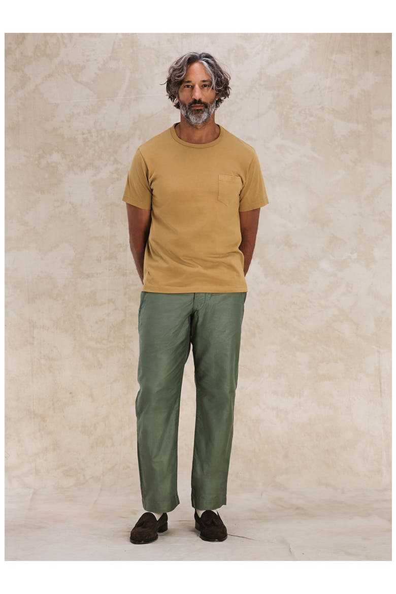 Officer Cotton Satin Chino Trousers, Alternate, color, GREEN