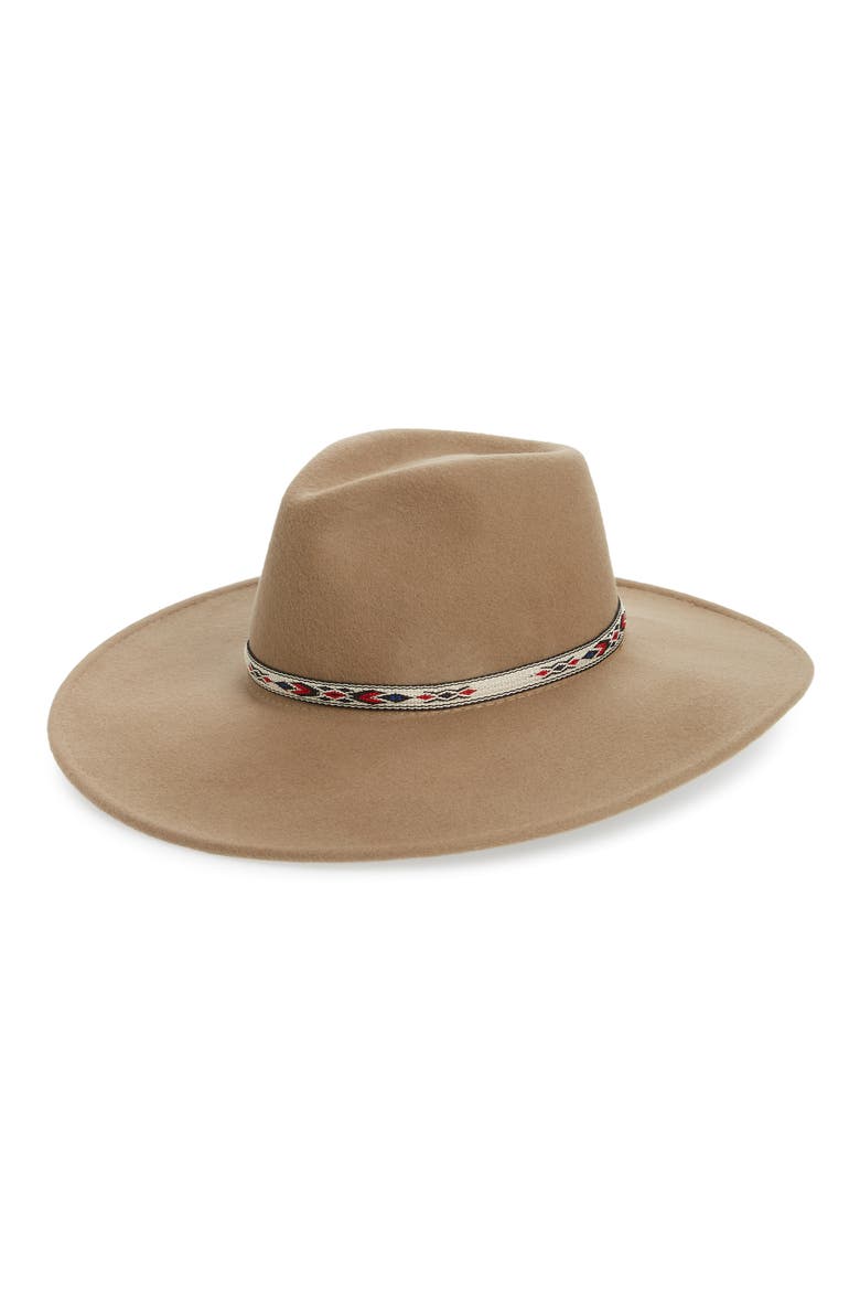 Wide Brim Wool Panama Hat, Main, color, CAMEL