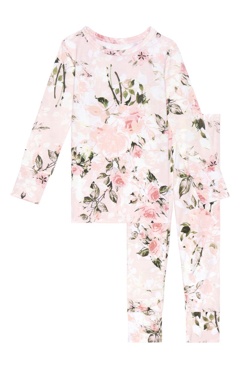 Posh Peanut Kids' Vintage Rose Fitted Two-Piece Pajamas, Main, color, 