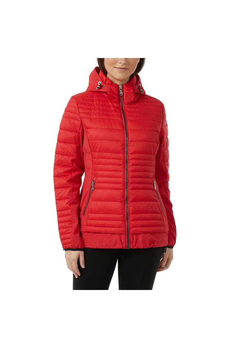 Makani Channel Quilted Light Weight Mixed Media Jacket, Main, color, Current Red