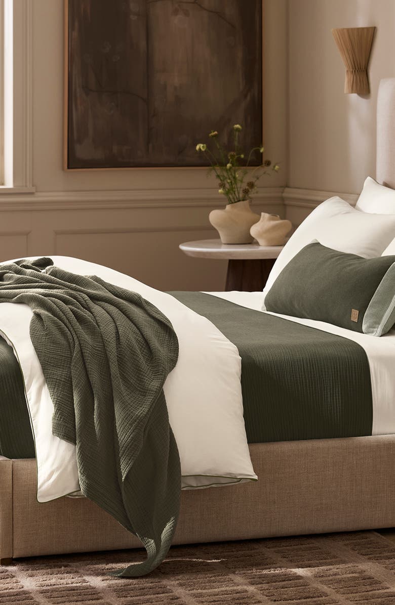 Boll & Branch Dream Bed Blanket, Alternate, color, Pine