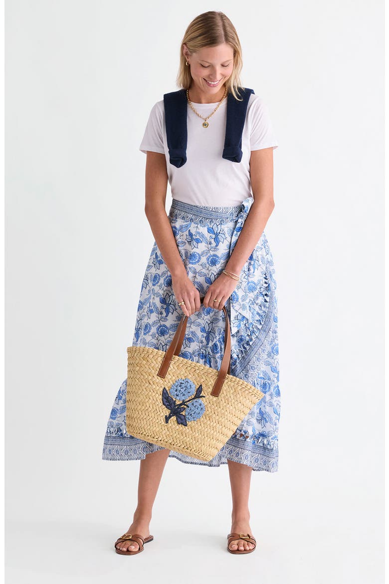 Mila Mixed Print Cotton Faux Wrap Skirt, Alternate, color, INDIE FLORAL WHITE