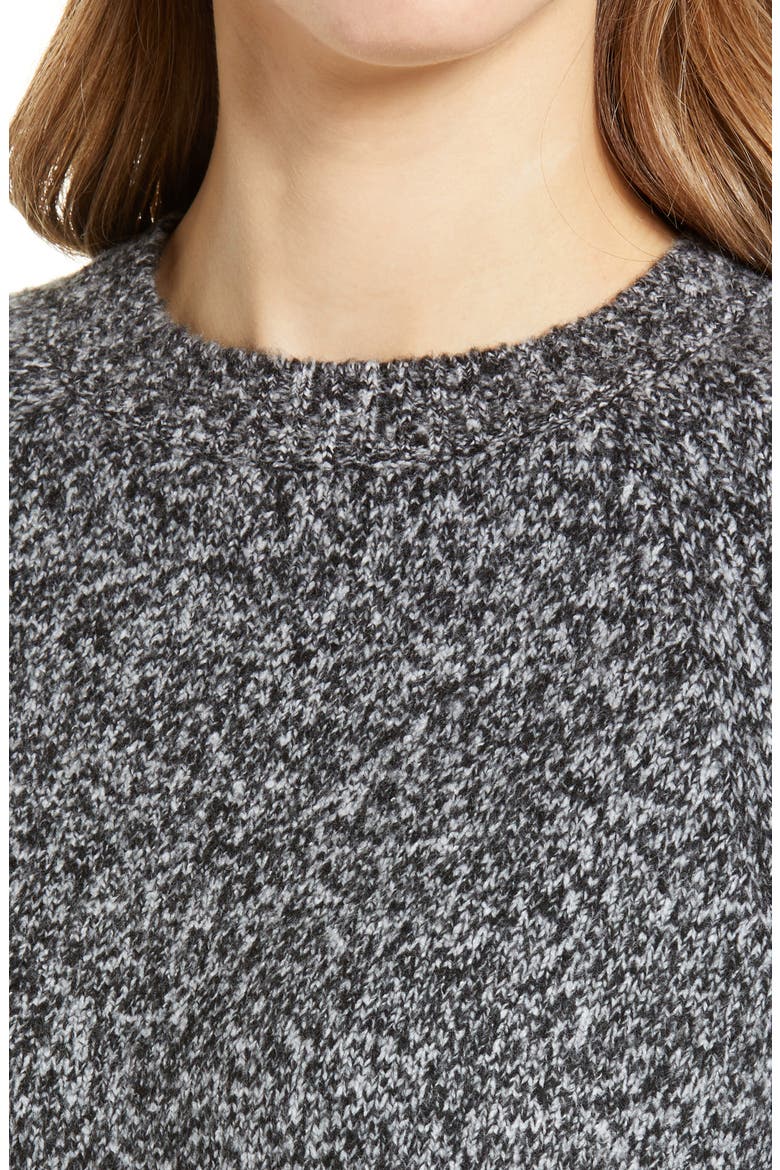 Women's Cable Knit Sleeve Crewneck Sweater, Alternate, color, GREY MARL