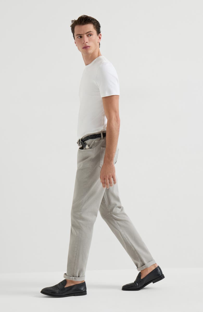 Brunello Cucinelli Garment-dyed denim trousers, Alternate, color, Light Grey